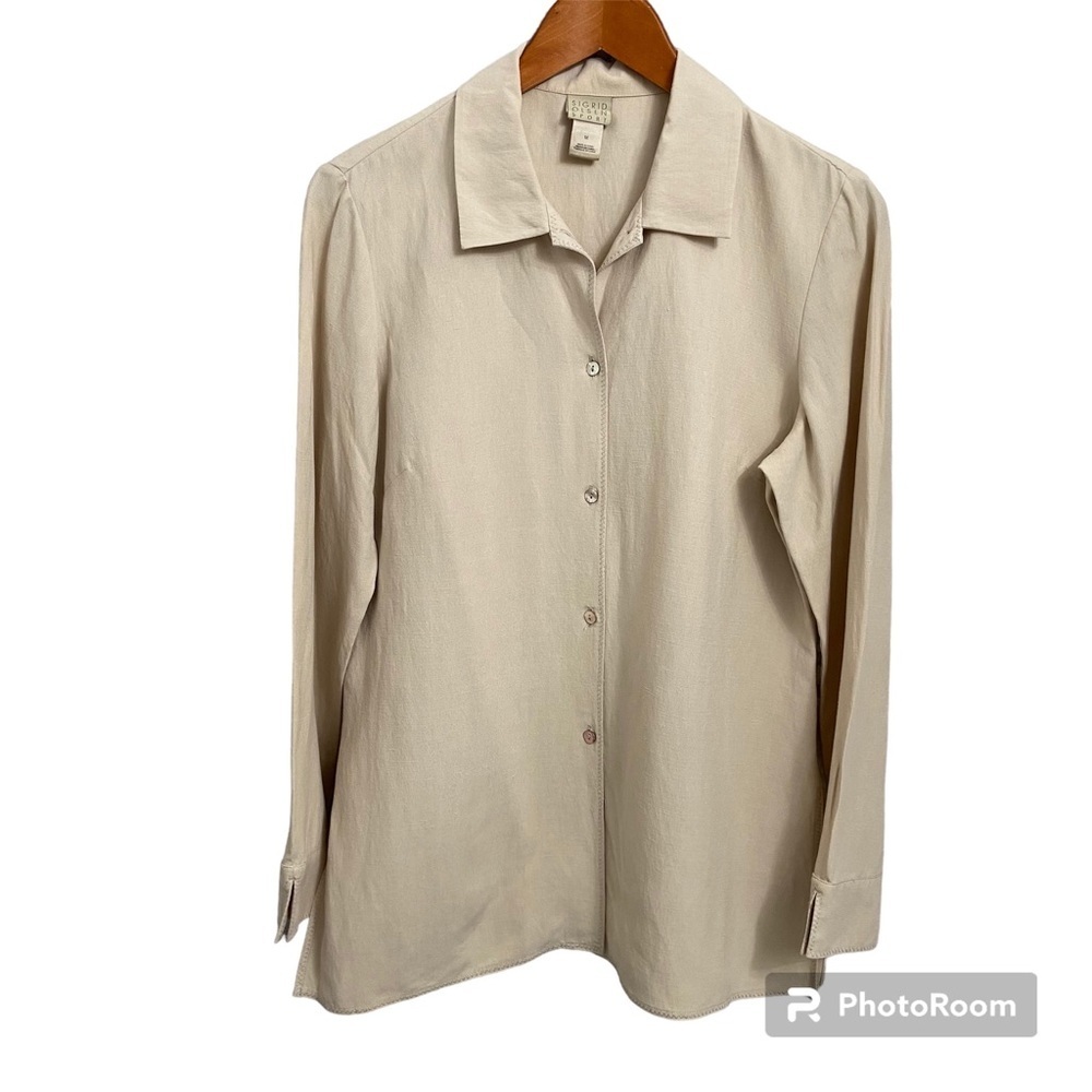 SIGRID OLSEN SPORT / Silk & Linen Blend Button Front Blouse Size M
